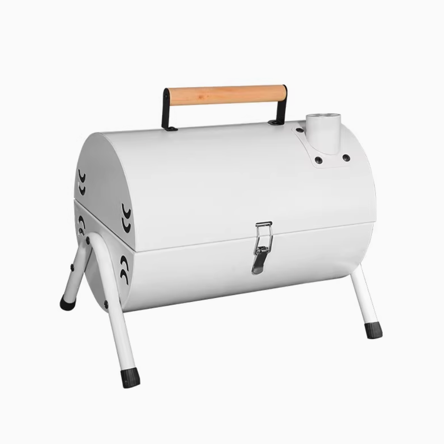Fogão de churrasco ao ar livre Cilíndrico portátil Fogão de churrasco de carvão duplo-lados