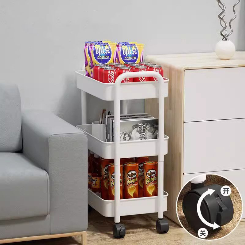Piso multi-tier duplo manipulação móvel prateleira